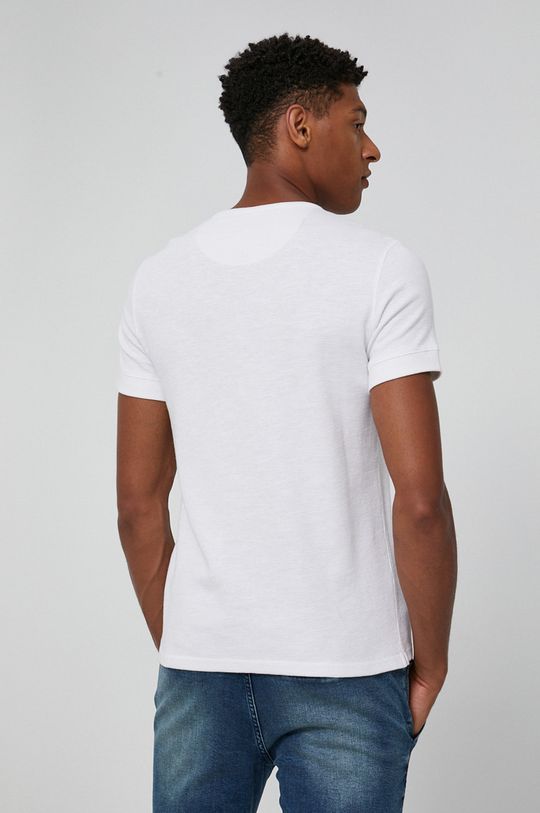 T-shirt bawełniany męski z guzikami biały  100 % Bawełna