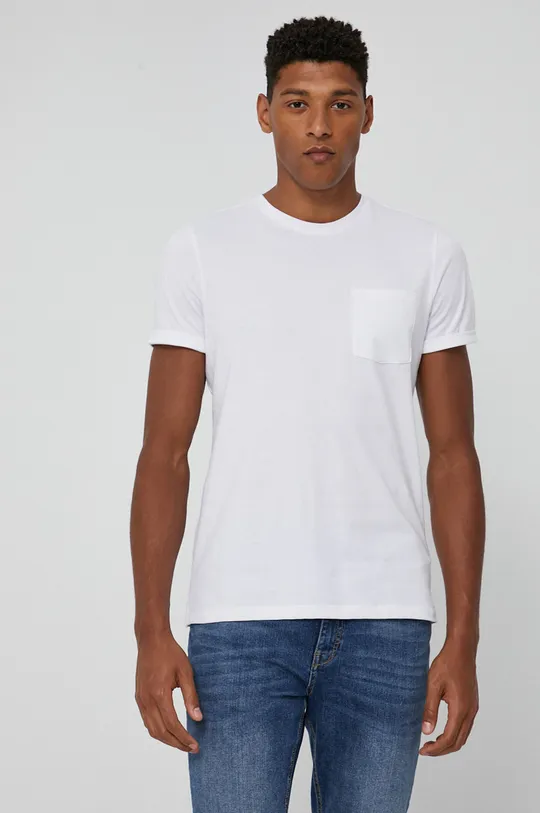 biały T-shirt męski z bawełny organicznej biały