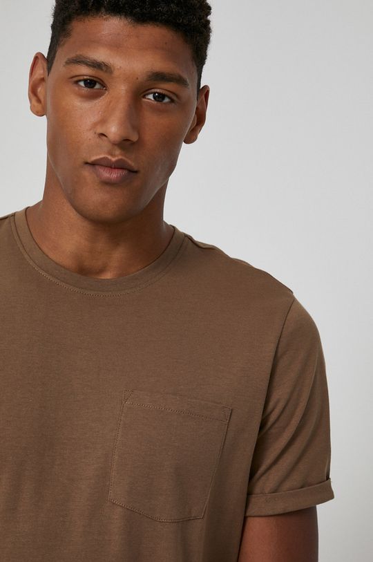 brązowy T-shirt męski z bawełny organicznej brązowy