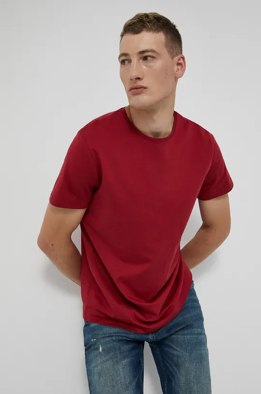 czerwony T-shirt męski z bawełny Pima czerwony Męski