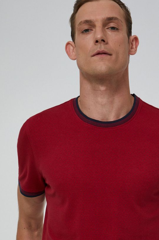 czerwony T-shirt męski slim w drobny wzór czerwony Męski