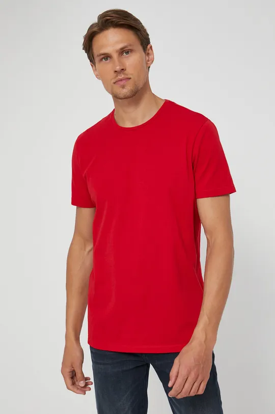 czerwony T-shirt męski gładki czerwony Męski