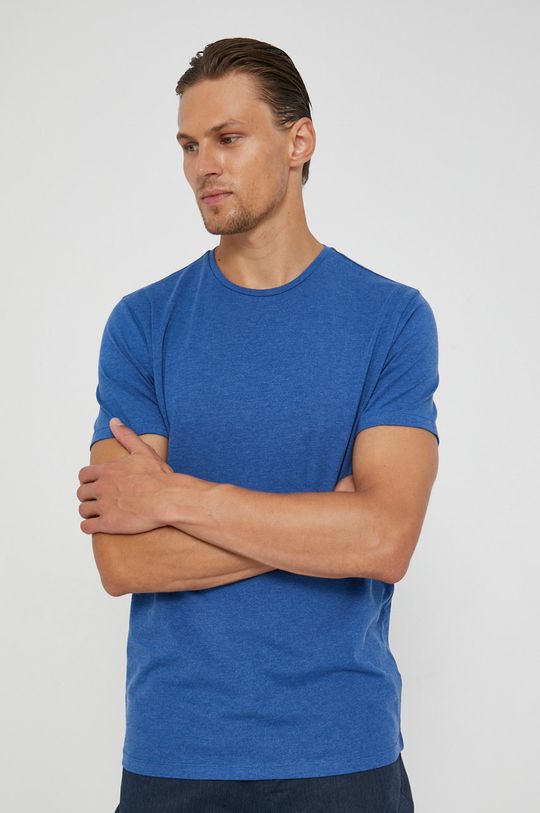 niebieski T-shirt męski gładki niebieski Męski