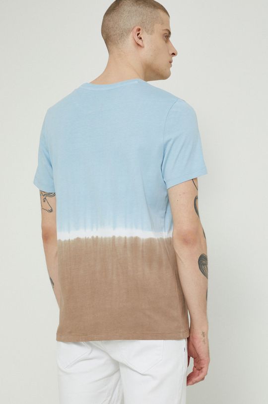 T-shirt bawełniany męski wzorzysty turkusowy 100 % Bawełna