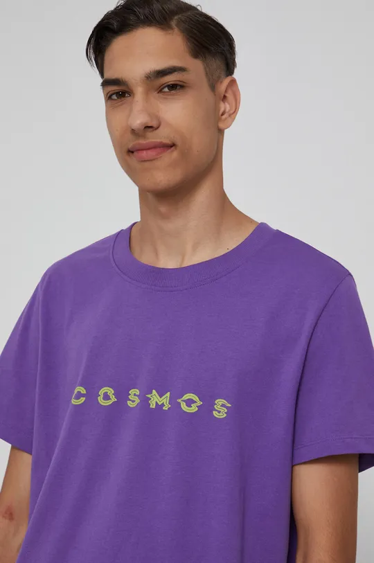 T-shirt bawełniany z nadrukiem unisex fioletowy
