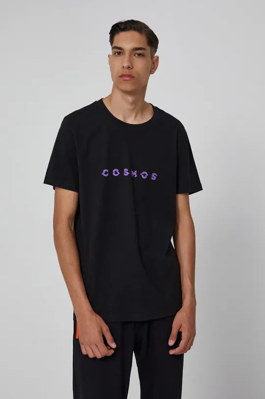 T-shirt bawełniany z nadrukiem unisex czarny <p>100 % Bawełna</p>