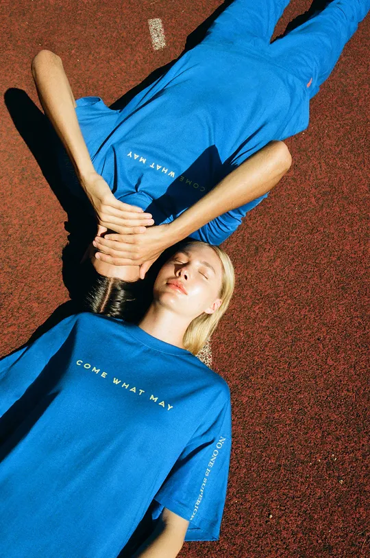 T-shirt unisex bawełniany z nadrukiem niebieski niebieski