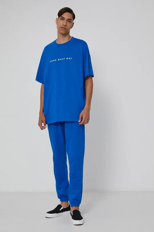 T-shirt unisex bawełniany z nadrukiem niebieski Męski