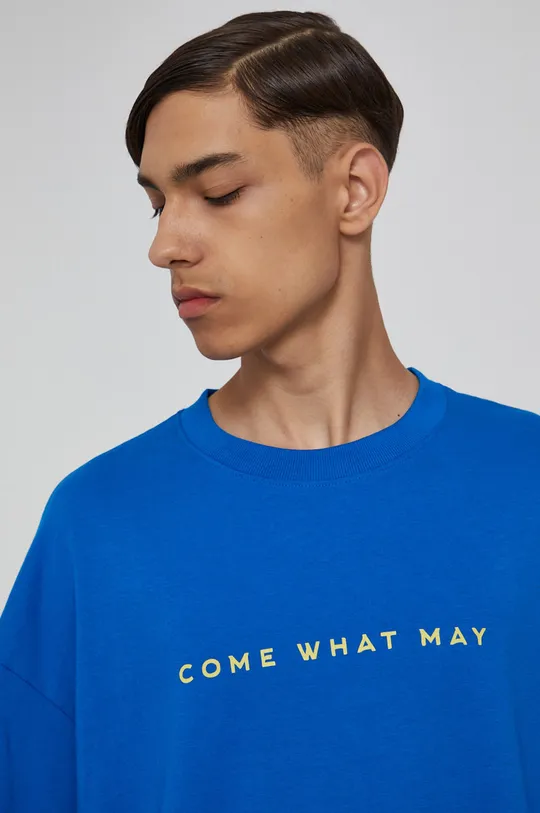 T-shirt unisex bawełniany z nadrukiem niebieski