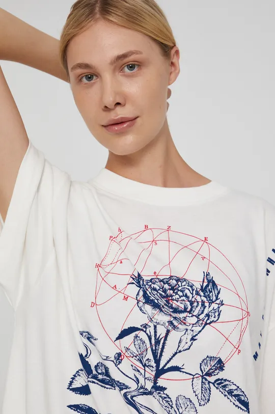 T-shirt unisex bawełniany z nadrukiem biały