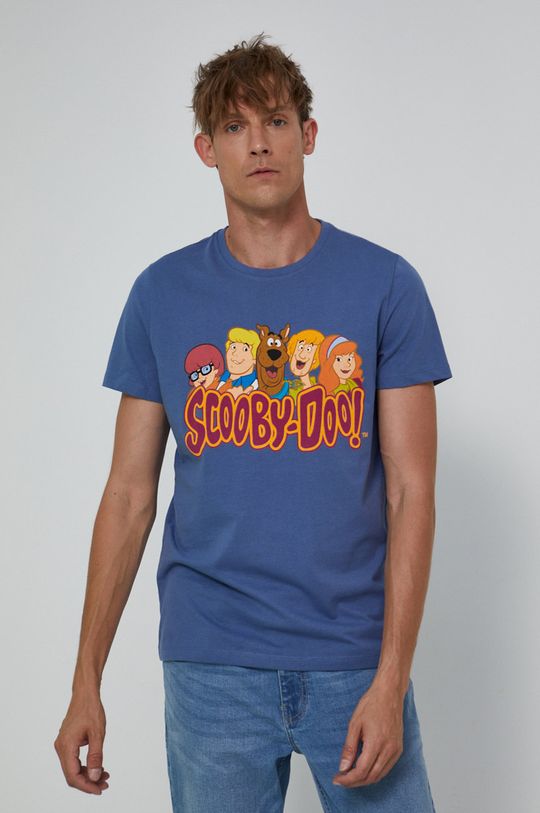 T-shirt bawełniany męski z nadrukiem Scooby-Doo niebieski niebieski