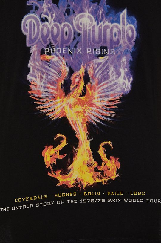 T-shirt bawełniany męski z nadrukiem Deep Purple czarny Męski
