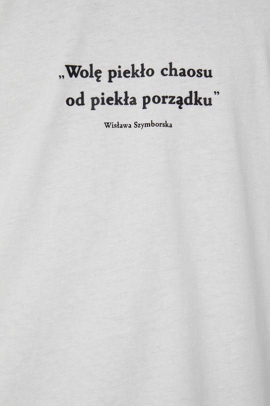 T-shirt bawełniany męski kremowy z kolekcji Możliwości - Fundacja Wisławy Szymborskiej