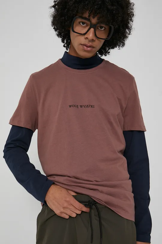 brudny róż T-shirt bawełniany męski różowy z kolekcji Możliwości - Fundacja Wisławy Szymborskiej