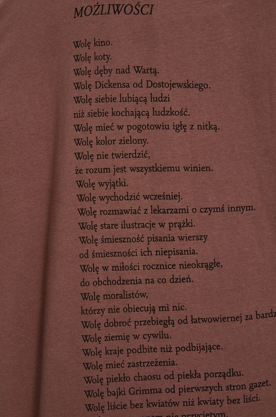 T-shirt bawełniany męski różowy z kolekcji Możliwości - Fundacja Wisławy Szymborskiej