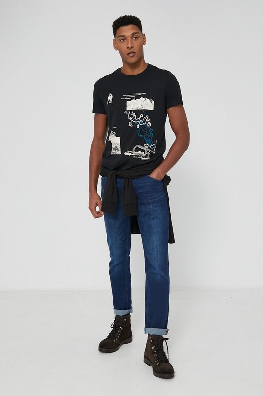T-shirt z bawełny organicznej męski czarny czarny