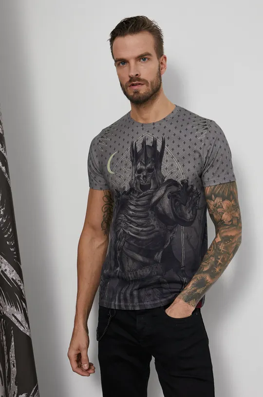T-shirt bawełniany męski z kolekcji The Witcher szary szary