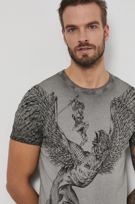 szary T-shirt bawełniany męski z kolekcji The Witcher szary