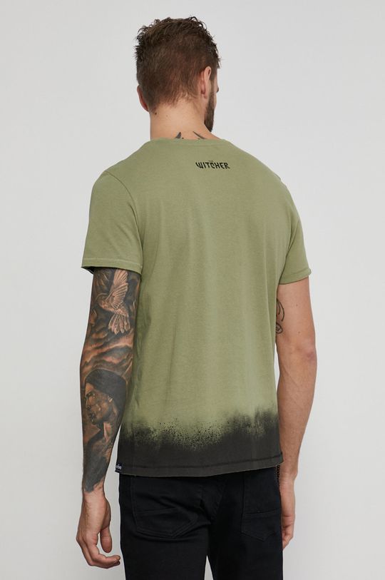 T-shirt bawełniany męski z kolekcji The Witcher zielony 100 % Bawełna