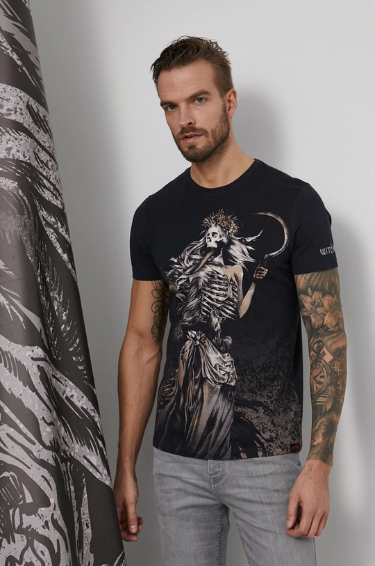 czarny T-shirt bawełniany męski z kolekcji The Witcher czarny Męski