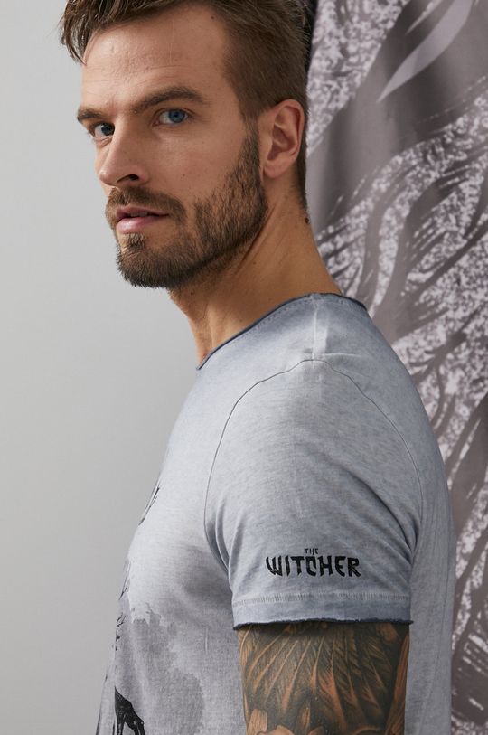 T-shirt bawełniany męski z kolekcji The Witcher szary Męski