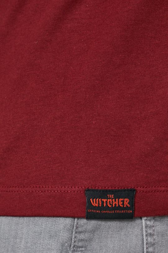 T-shirt bawełniany męski z kolekcji The Witcher bordowy Męski