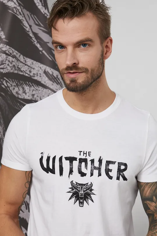 biały T-shirt bawełniany męski z kolekcji The Witcher biały