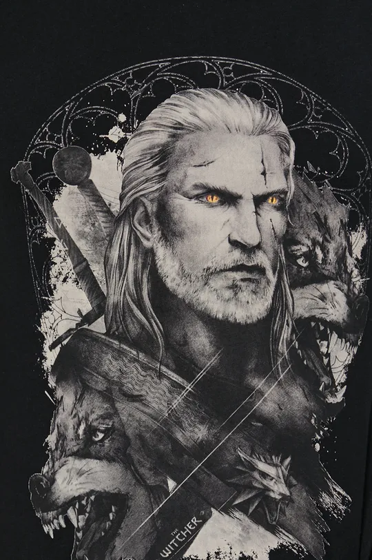 T-shirt bawełniany męski z kolekcji The Witcher czarny