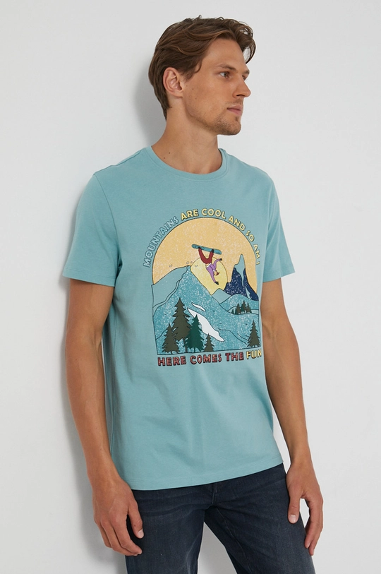 niebieski Medicine - T-shirt bawełniany Apres Ski Męski