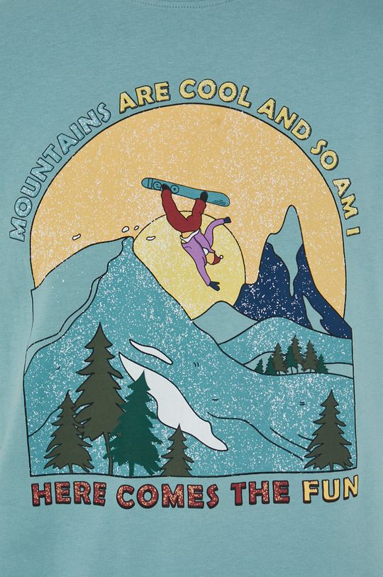T-shirt męski bawełniany z motywem zimowym niebieski Męski