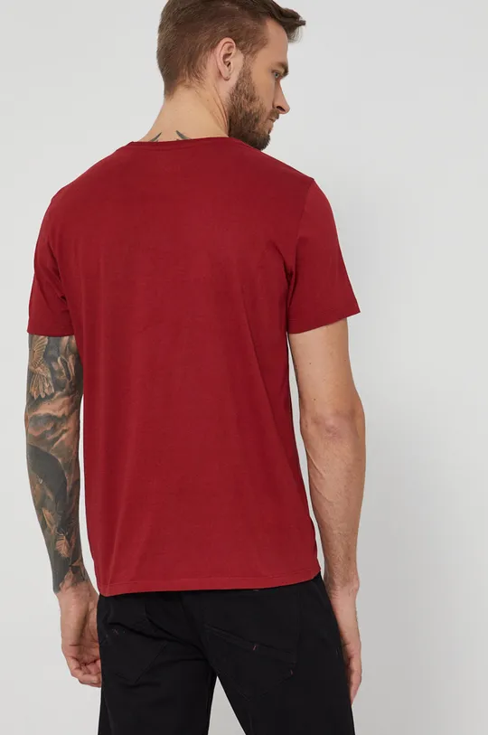 T-shirt bawełniany męski z nadrukiem bordowy 100 % Bawełna