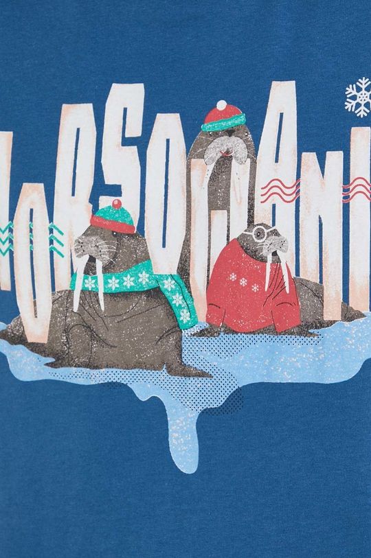 T-shirt bawełniany z kolekcji Deer Santa by Ewelina Gąska niebieski Męski