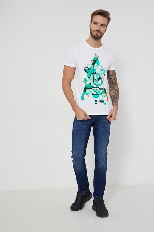 T-shirt bawełniany z kolekcji Deer Santa by Bartek Bojarczuk biały biały