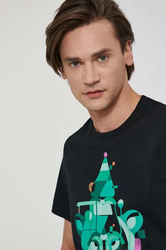 czarny Medicine - T-shirt bawełniany Deer Santa by Bartek Bojarczuk