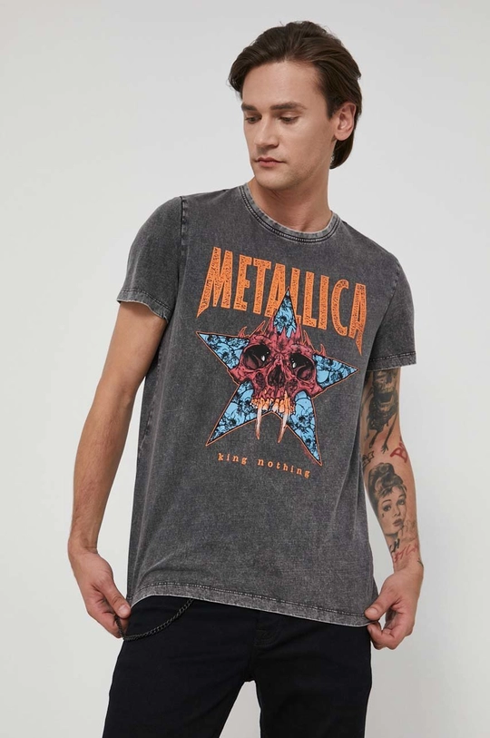 szary T-shirt męski z nadrukiem Metallica szary Męski