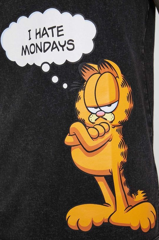 T-shirt bawełniany męski Garfield czarny Męski