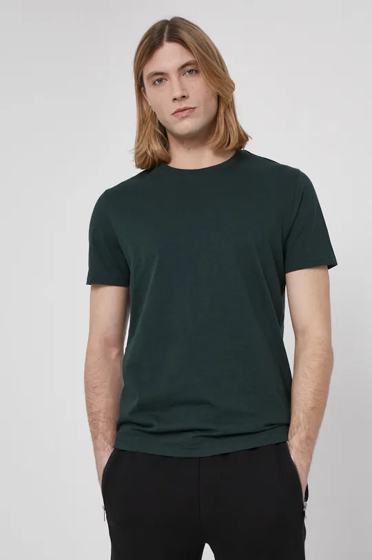 T-shirt bawełniany męski gładki zielony zielony