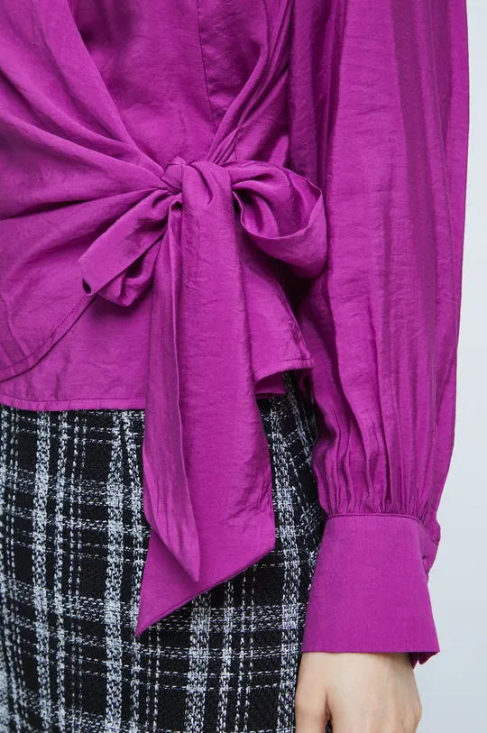 Bluzka damska z wiązaniem kolor różowy Damski