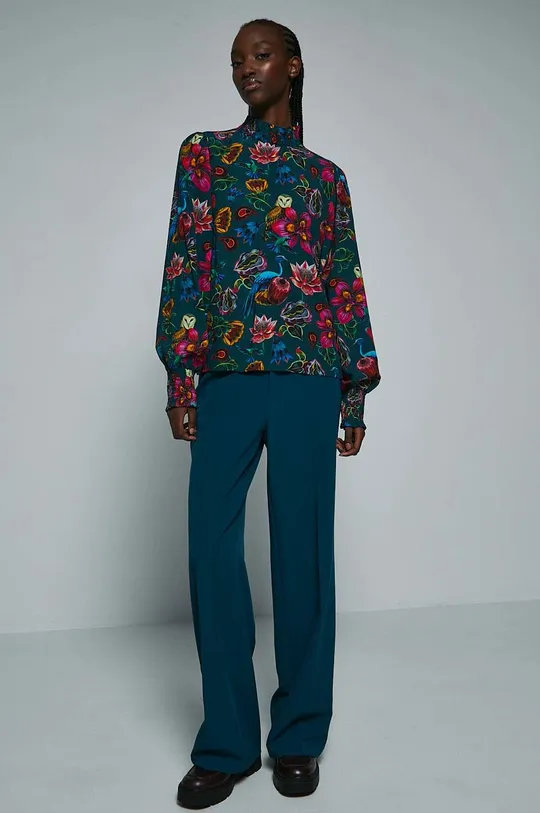 Bluzka damska wzorzysta by Olaf Hajek kolor multicolor turkusowy