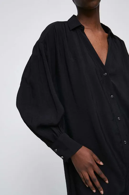 Košeľa dámska z hladkej látky čierna farba Dámsky