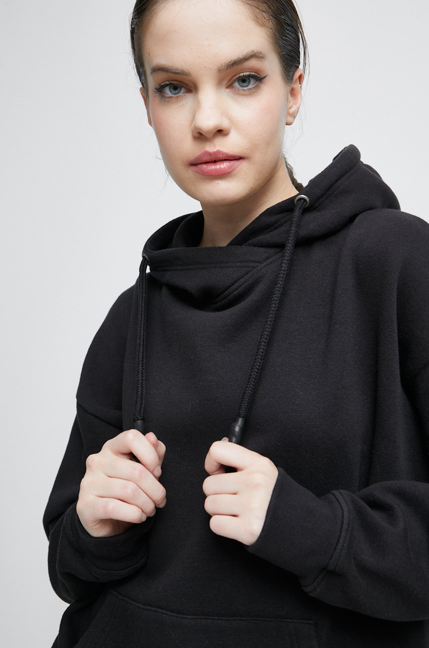Medicine bluza, damska kolor czarny z kapturem gładka