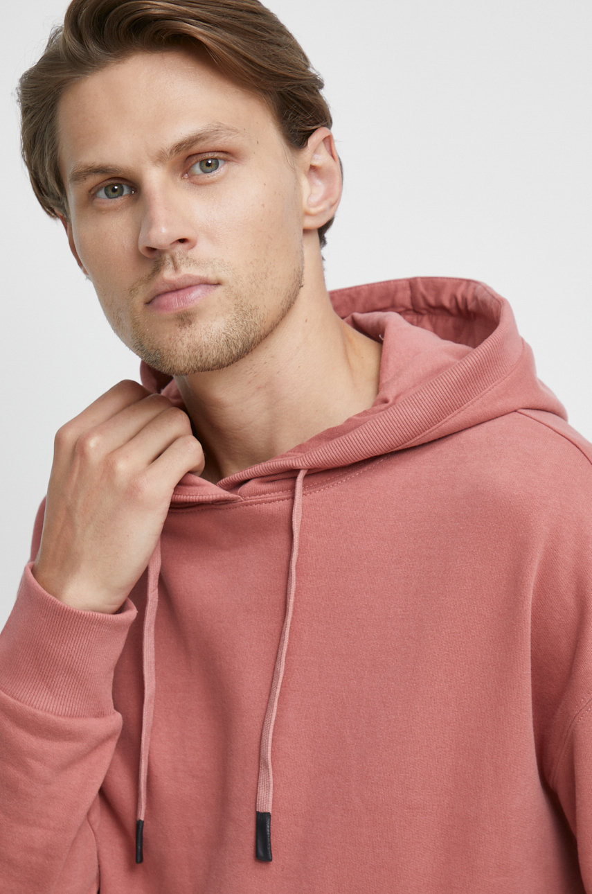 Medicine bluza męska kolor różowy z kapturem gładka