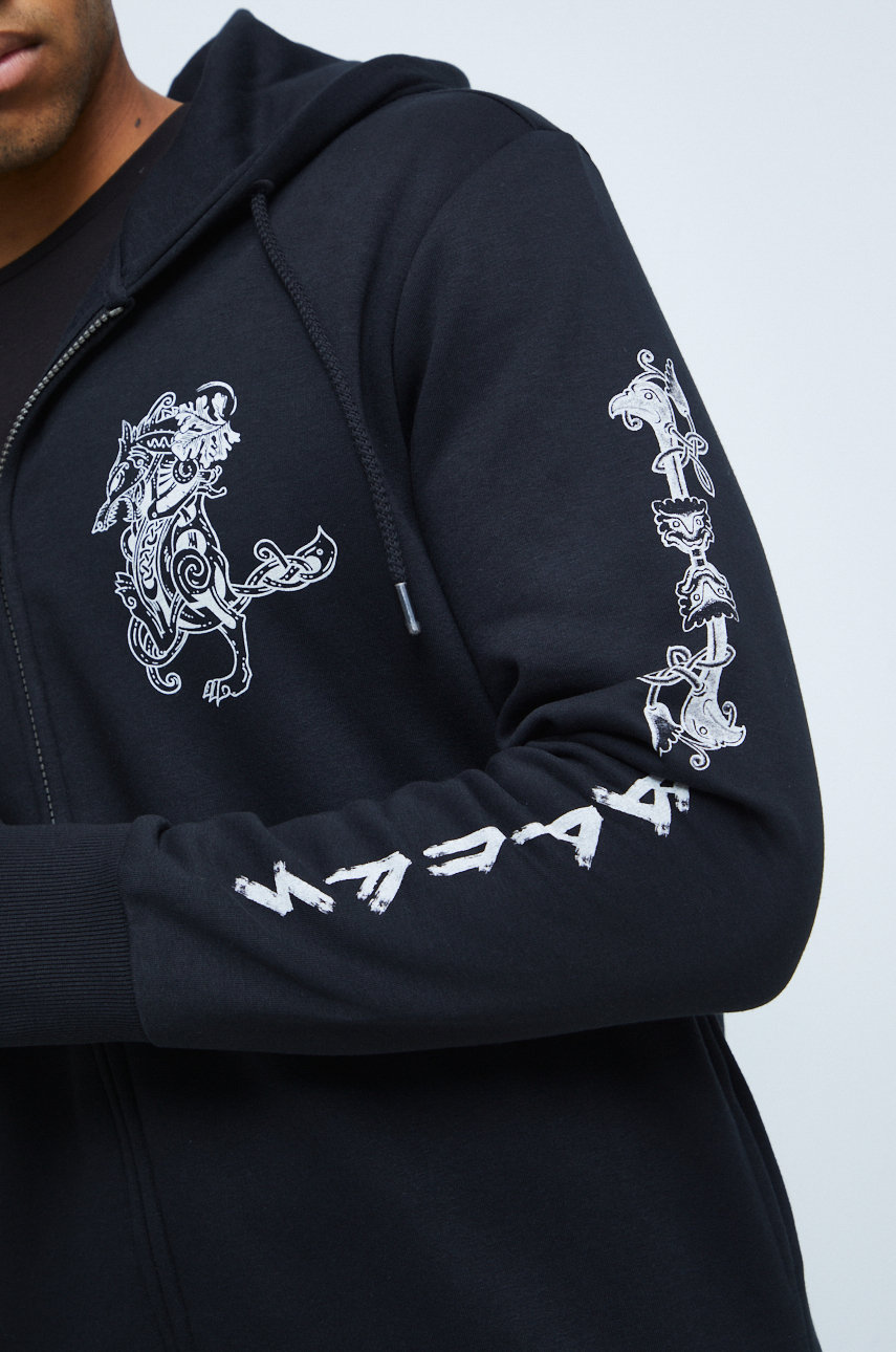 Medicine bluza męska kolor czarny z kapturem z nadrukiem