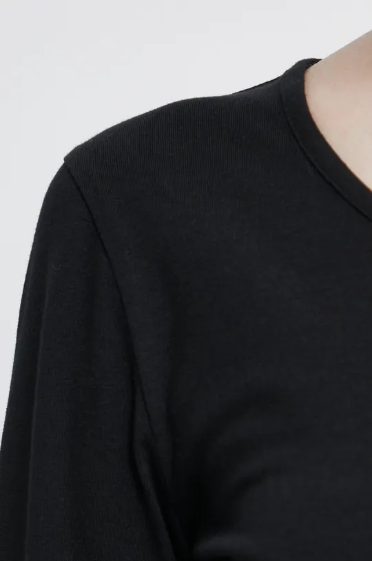 čierna Tričko s dlhým rukávom dámske z hladkej pleteniny