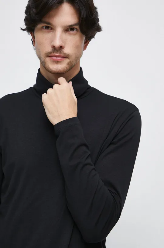 čierna Tričko s dlhým rukávom pánske čierna farba
