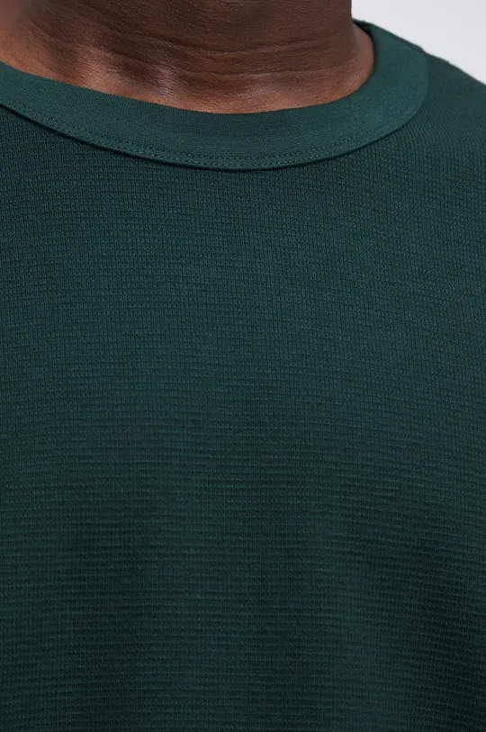 Bavlnené tričko s dlhým rukávom pánske z hladkej látky zelená farba Pánsky