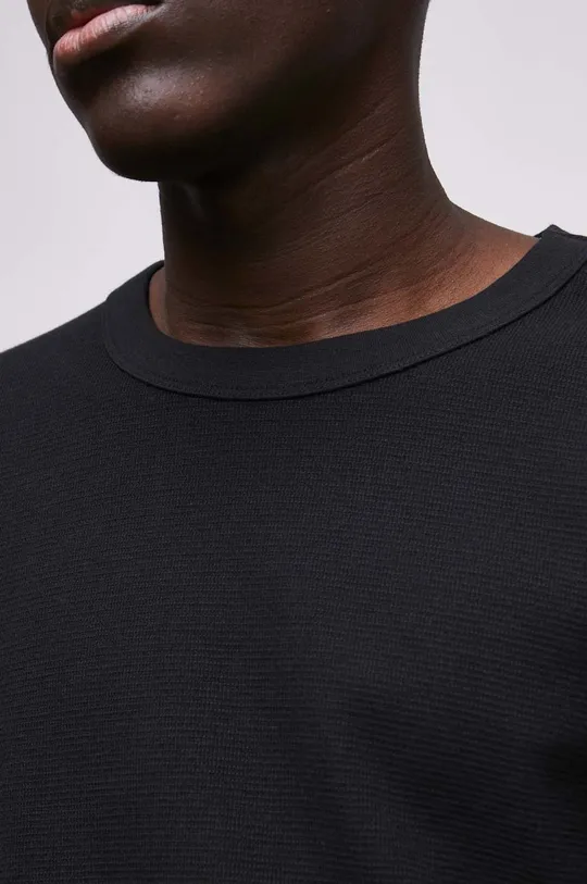 Bavlnené tričko s dlhým rukávom pánske čierna farba Pánsky