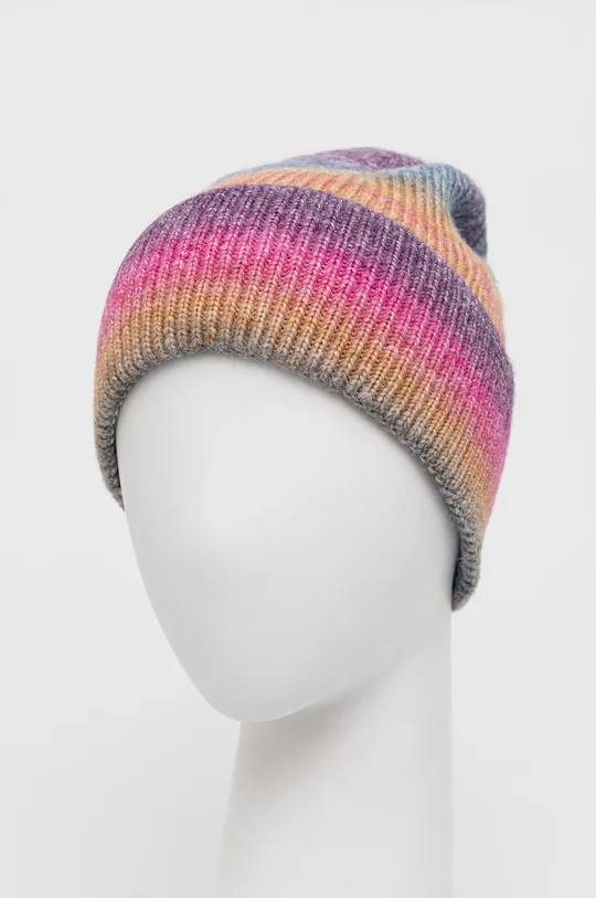 Czapka z domieszką wełny beanie multicolor multicolor