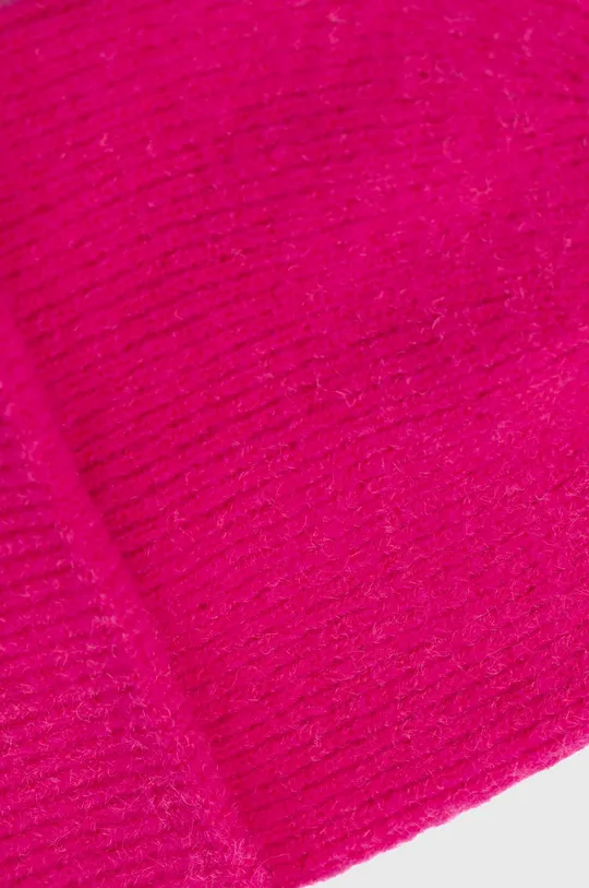 różowy Czapka z domieszką wełny damska beanie kolor różowy
