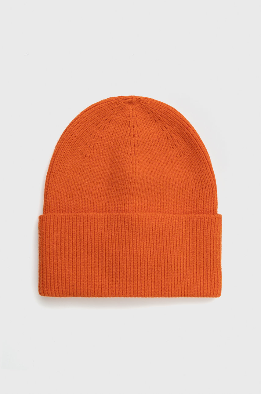 mandarynkowy Czapka damska beanie z wiskozą kolor pomarańczowy Damski